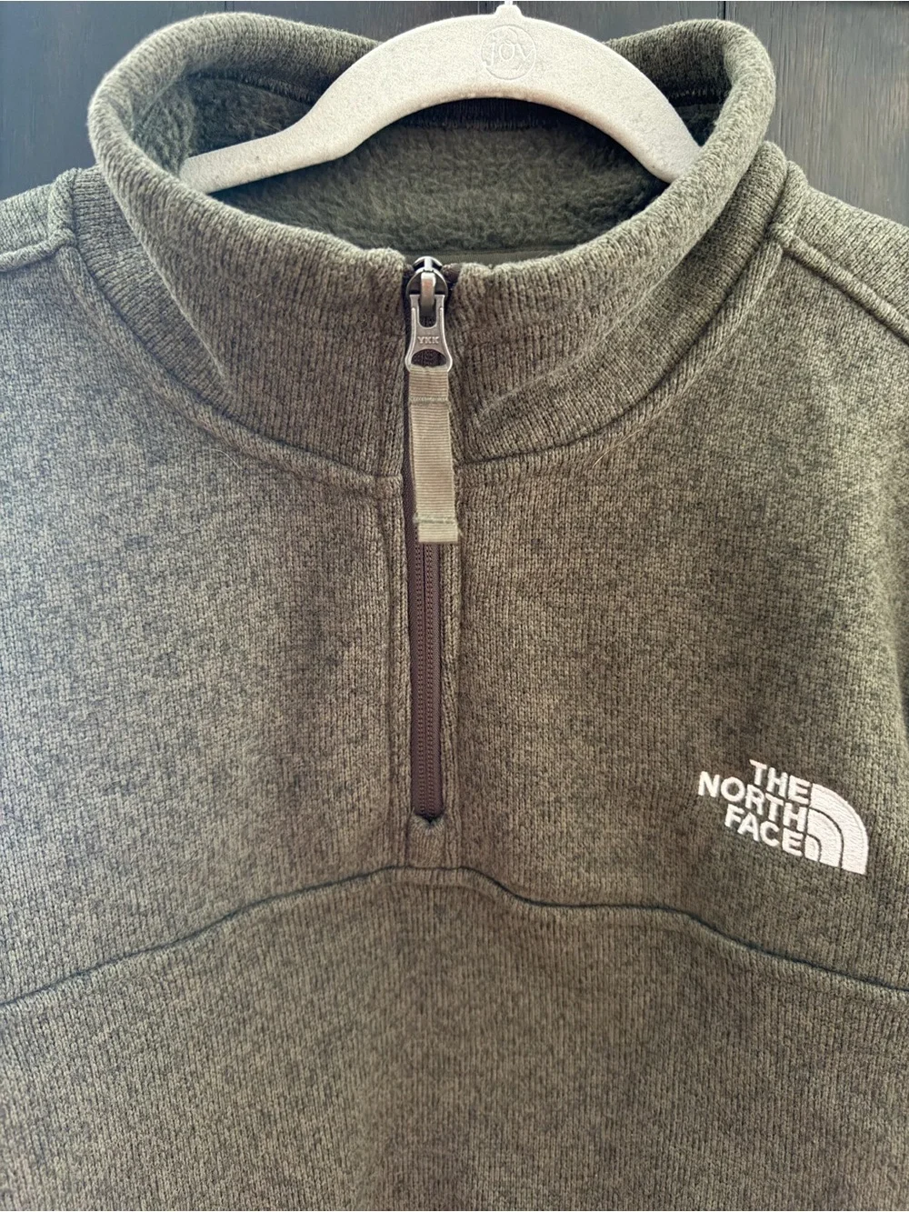 The North Face Men's Olive Green Quarter-Zip Fleece Pullover